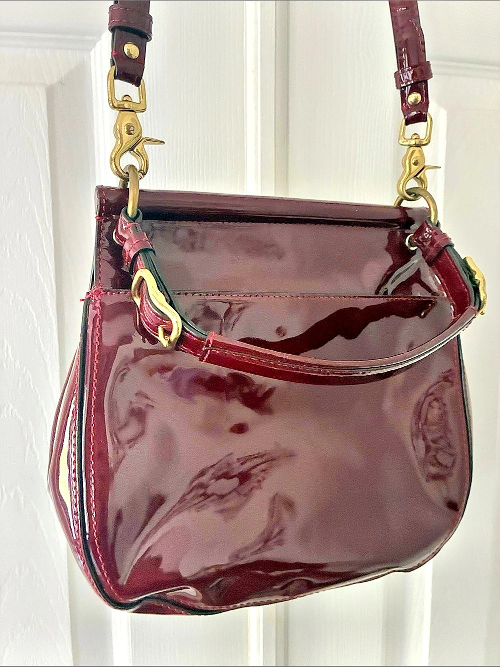 Coach Willis Patent Leather Burgundy Purse - Picture 5 of 9